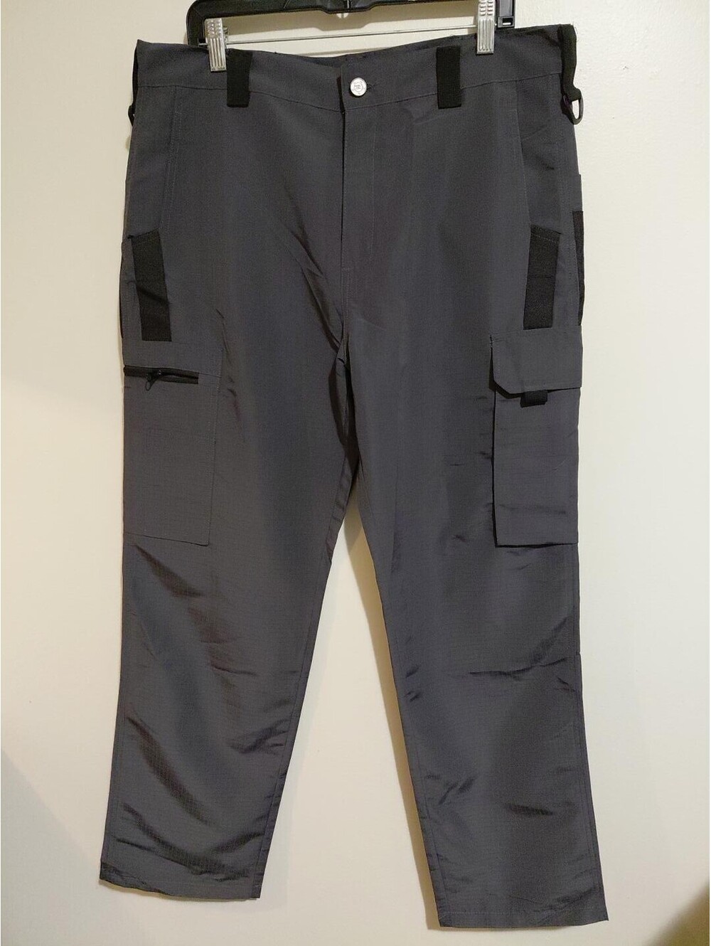 Jifeng Charcoal Gray Tactical Cargo Pants Size Large 36W Adjustable 30 Inseam